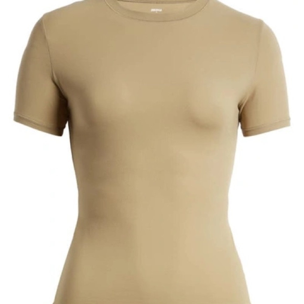 SKIMS Khaki Fitted Short Sleeve T-Shirt